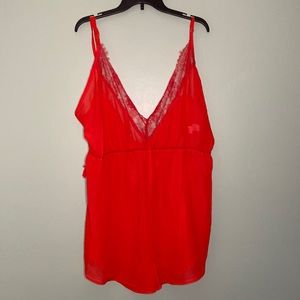 Red Chiffon Teddy/ sleep romper pretty little things Plus size lingerie